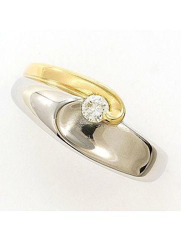 Unbranded PT900 Platinum 18K YG Yellow Gold Ring with 0.10ct Diamond, Total Weight 4.3g, Jewelry (view 1)