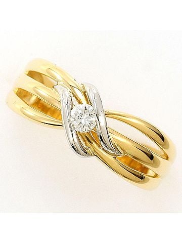 Unbranded PT900 Platinum 18K Yellow Gold Ring with 0.10ct Diamond, Total Weight 3.6g, Jewelry (view 1)