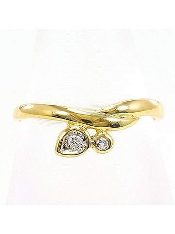 Unbranded 18K (18-karat) yellow gold ring with diamond (carat mark not specified), total weight 1.4g, jewelry. (view 1)
