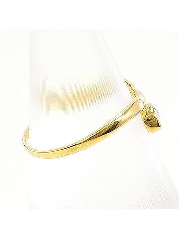 Unbranded 18K (18-karat) yellow gold ring with diamond (carat mark not specified), total weight 1.4g, jewelry. (view 2)