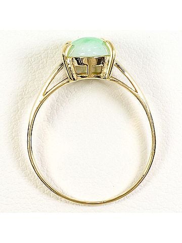 Unbranded 18K (18-karat) Yellow Gold Ring with Jadeite, Total Weight 1.9g, Jewelry (view 2)