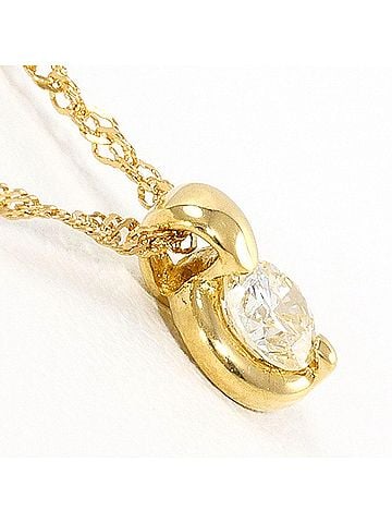 Unbranded 18K (18-karat) Yellow Gold Necklace with Diamond (carat weight not stamped), Total Weight 1.0g, 45cm, Jewelry (view 2)