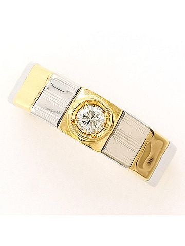 Unbranded PT900 Platinum 18K Yellow Gold Ring with 0.13ct Diamond, Total Weight 2.9g, Jewelry (view 1)