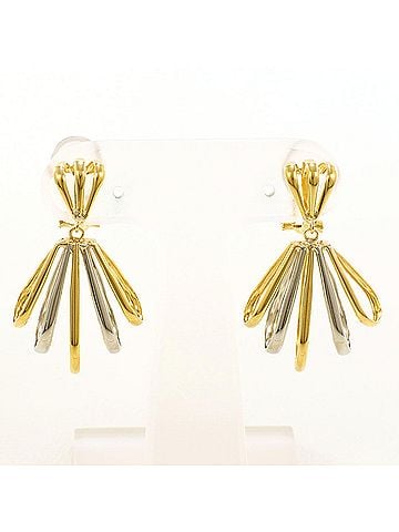Unbranded PT900 Platinum and 18K Yellow Gold Earrings, Total Weight 4.5g, Jewelry (view 1)