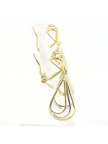 Unbranded PT900 Platinum and 18K Yellow Gold Earrings, Total Weight 4.5g, Jewelry (view 2)