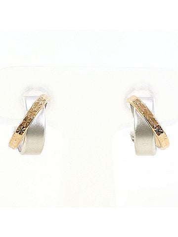 Unbranded 18K (18-karat gold), PG (pink K14 (14-karat WG (white gold) earrings, total weight 2.1g, jewelry. (view 1)