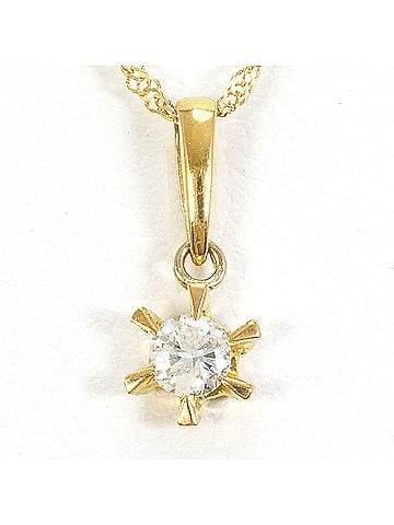 Unbranded 18K (18-karat) Yellow Gold Necklace with 0.11 ct Diamond, Total Weight 0.9g, 42cm Length, Jewelry (view 1)