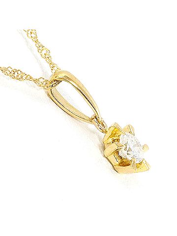 Unbranded 18K (18-karat) Yellow Gold Necklace with 0.11 ct Diamond, Total Weight 0.9g, 42cm Length, Jewelry (view 2)