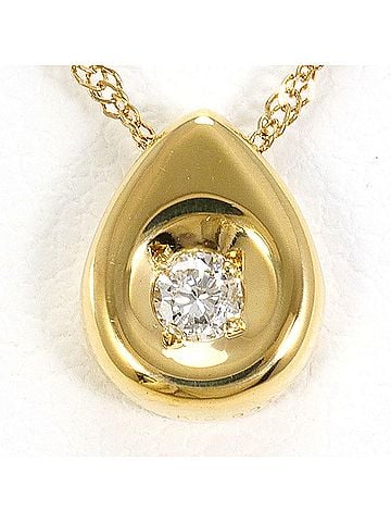 Unbranded 18K (18-karat) Yellow Gold Necklace with 0.05 ct Diamond, Total Weight 1.5g, 40cm Length, Jewelry (view 1)