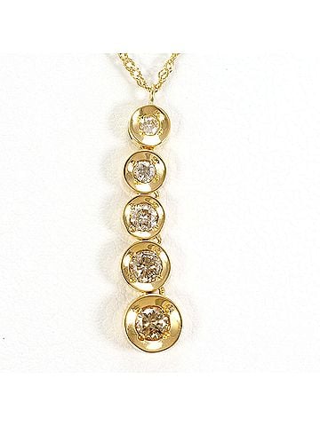 Unbranded 18K (18-karat) Yellow Gold Necklace with Brown Diamond (0.3 ct), Total Weight 2.0g, 42cm, Jewelry (view 1)