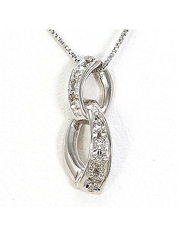 Unbranded 18K (18-karat white gold) necklace with 0.04ct diamond, total weight 1.4g, 40cm length, jewelry. (view 1)