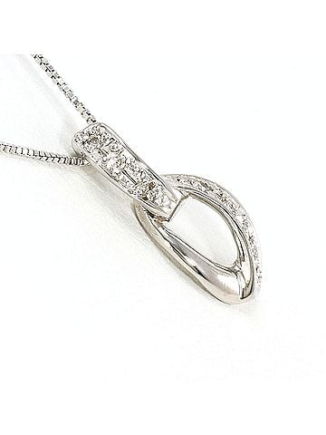 Unbranded 18K (18-karat white gold) necklace with 0.04ct diamond, total weight 1.4g, 40cm length, jewelry. (view 2)