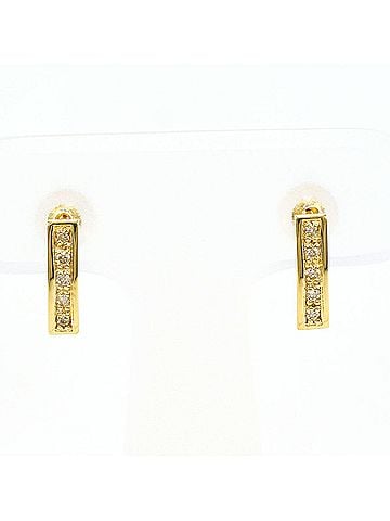 Unbranded 18K (18-karat) Yellow Gold (YG) Earrings with 0.04ct Diamonds, Total Weight 0.8g, Jewelry (view 1)