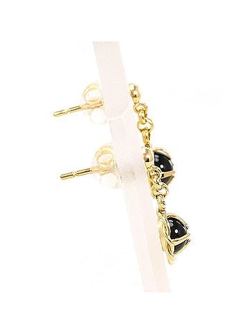 Unbranded 18K (18-karat) Yellow Gold (YG) Earrings with Onyx, Total Weight 0.6g, Jewelry (view 2)