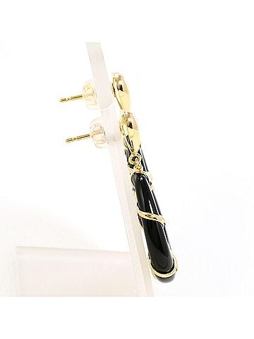 Unbranded 18K (18-karat) Yellow Gold (YG) Earrings with Onyx, Total Weight 5.4g, Jewelry (view 2)