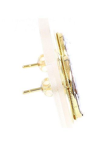 Unbranded 18K (18-karat) Yellow Gold Earrings with Shell Cameo, Total Weight 2.9g, Jewelry (view 2)
