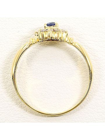 Unbranded 18K (18-karat) Yellow Gold Ring with Sapphire and Diamond (0.19ct), Total Weight 2.1g, Jewelry (view 2)