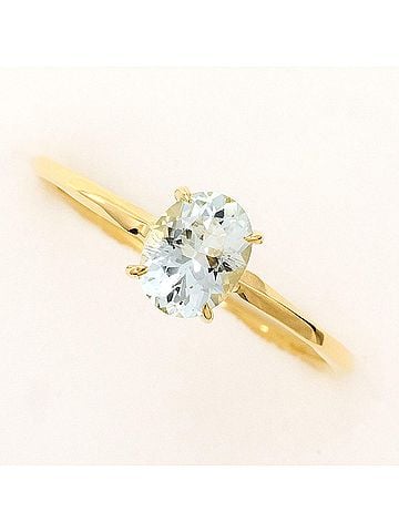 Unbranded 18K (18-karat) Yellow Gold Ring with Aquamarine, Total Weight 0.8g, Jewelry (view 1)