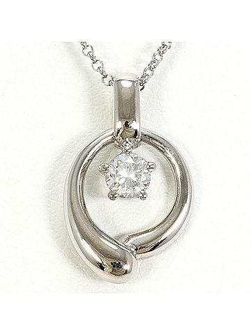 Unbranded 18K (18-karat white gold) necklace with diamond (carat weight not stamped), total 2.4g, 41cm length, jewelry. (view 1)