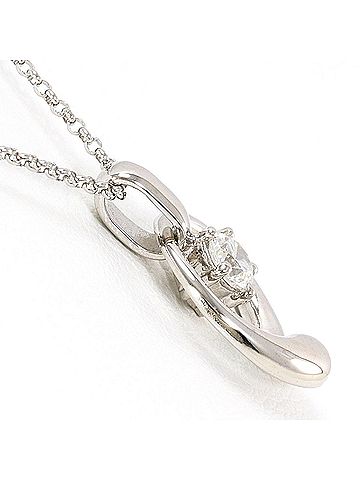 Unbranded 18K (18-karat white gold) necklace with diamond (carat weight not stamped), total 2.4g, 41cm length, jewelry. (view 2)