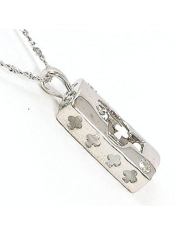 Unbranded 18K (18-karat white gold) necklace with 0.13ct diamond, total weight 2.3g, 40cm length, jewelry. (view 2)