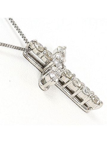 Unbranded 18K (18-karat white gold) necklace with 0.30ct diamond, total weight 1.6g, 40cm length, jewelry. (view 2)