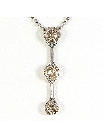 Unbranded 18K (18-karat white gold) necklace with brown diamond (0.45ct), total weight 2.2g, 45cm length. Jewelry. (view 1)