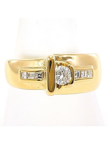 Unbranded 18K (18-karat) Yellow Gold Ring with Diamonds: 0.174ct and 0.13ct, Total Weight: 4.3g, Jewelry (view 1)