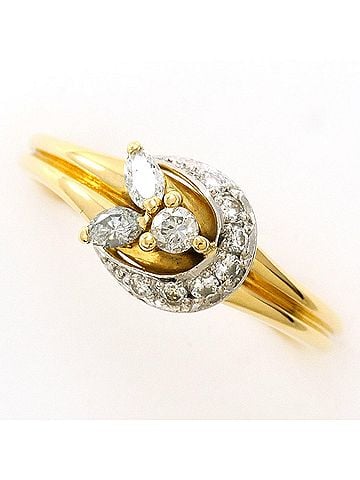 Unbranded PT900 Platinum 18K Yellow Gold Ring with 0.21ct Diamond, Total Weight 3.4g - Jewelry (view 1)
