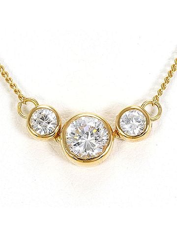 Unbranded 18K (18-karat) Yellow Gold Necklace with Zirconia, Total Weight 2.8g, 42cm, Jewelry (view 1)