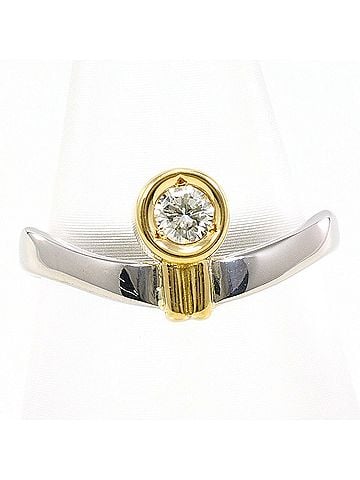 Unbranded PT900 Platinum 18K Yellow Gold Ring with 0.10ct Diamond, Total Weight 2.5g, Jewelry (view 1)