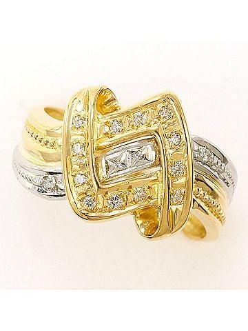 Unbranded PT900 Platinum 18K Yellow Gold Ring with 0.08ct Diamond, Total Weight 3.6g, Jewelry (view 1)