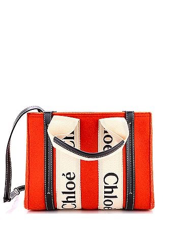 Chloé Woody Tote Recycled Felt with Leather and Canvas Small (view 1)