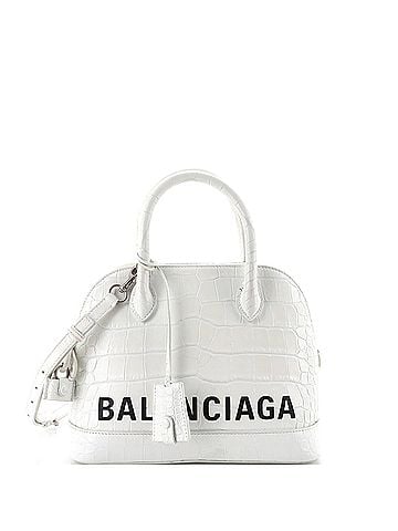 Balenciaga Logo Ville Bag Crocodile Embossed Leather Small (view 1)
