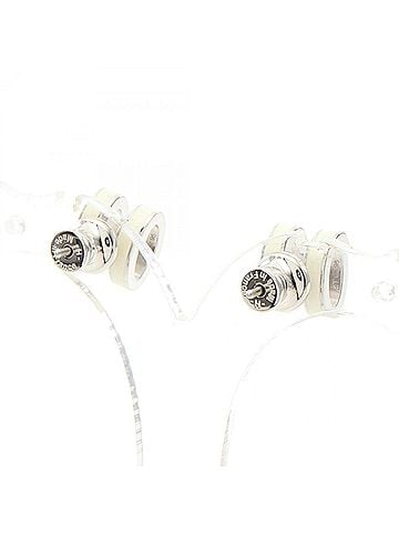 Hermès Hermes Mini Pop H earrings, stainless steel, women's jewelry, silver/ivory. (view 2)