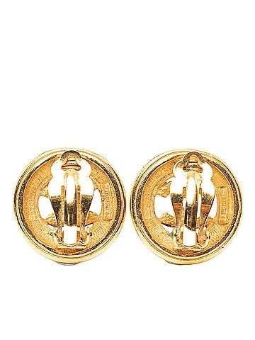Chanel CC Gold Plated Round Clip on Earrings (view 2)