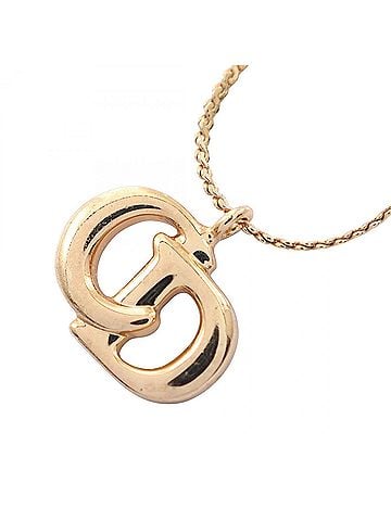 Christian Dior Christian Dior Dior CD Logo Necklace, Gold Plated (GP), Women's, Tone (view 1)