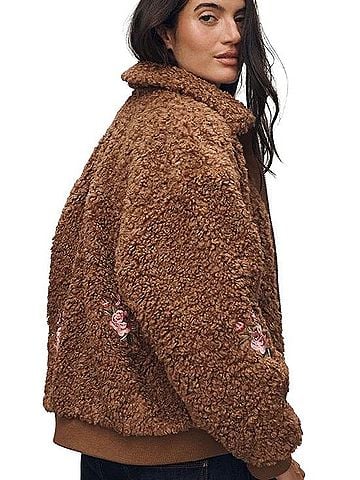Anthropologie Floral Embroidered Bomber Jacket Jacket (view 2)