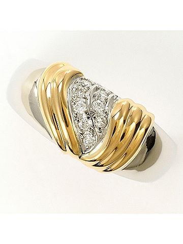 Unbranded PT900 Platinum 18K Yellow Gold Ring with 0.09 ct Diamond, Certificate of Authenticity, Total Weight 7.4g, Jewelry (view 1)