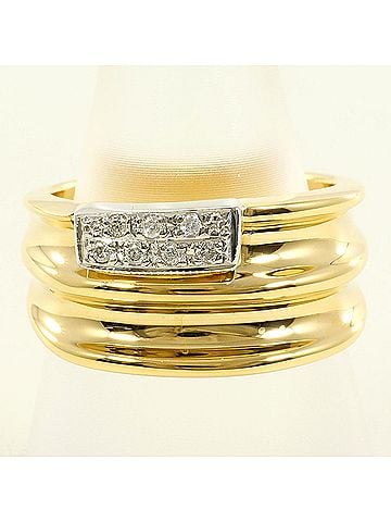 Unbranded PT850 Platinum 18K YG Yellow Gold Ring with 0.05 ct Diamond, Certificate of Authenticity, Total Weight 9.2g, Jewelry (view 1)