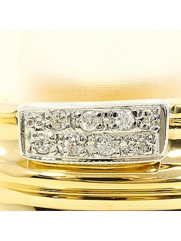 Unbranded PT850 Platinum 18K YG Yellow Gold Ring with 0.05 ct Diamond, Certificate of Authenticity, Total Weight 9.2g, Jewelry (view 2)