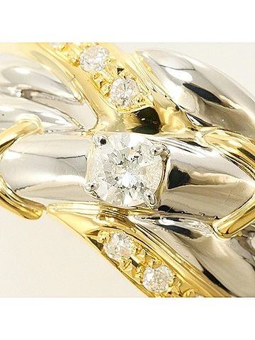 Unbranded PT900 Platinum 18K Yellow Gold Ring with 0.22 ct Diamond, Certificate of Authenticity, Total Weight 6.5g, Jewelry (view 2)