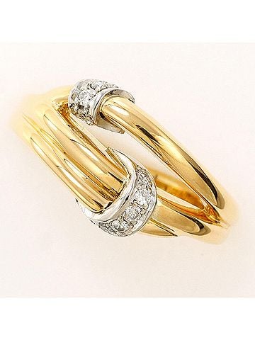 Unbranded PT900 Platinum 18K Yellow Gold Ring with 0.09 ct Diamond, Certificate of Authenticity, Total Weight 5.9g, Jewelry (view 1)