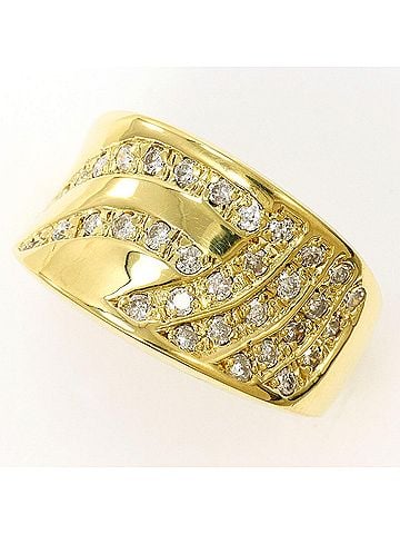 Unbranded 18K (18-karat) Yellow Gold Ring with 0.43 ct Diamond, Certificate of Authenticity, Total Weight 4.3g, Jewelry (view 1)