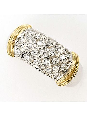 Unbranded PT900 Platinum 18K Yellow Gold Ring with 0.30 ct Diamond, Certificate of Authenticity, Total Weight 6.5g, Jewelry (view 1)