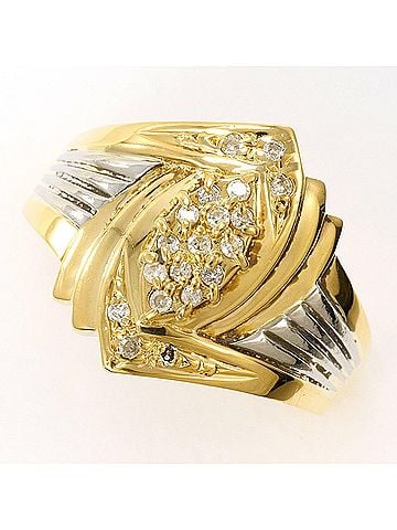Unbranded PT900 Platinum 18K Yellow Gold Ring with 0.13ct Diamond, Certificate of Authenticity, Total Weight 4.9g, Jewelry (view 1)