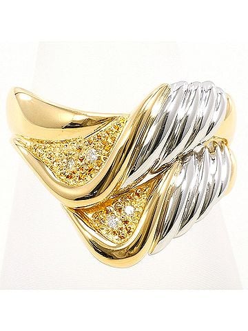 Unbranded PT900 Platinum 18K Yellow Gold Ring with 0.02 ct Diamond, Certificate of Authenticity, Total Weight 5.1g, Jewelry (view 1)