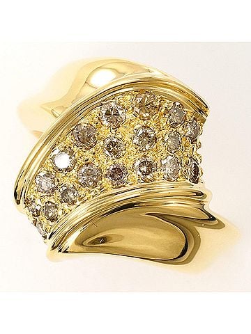 Unbranded 18K (18-karat) Yellow Gold Ring with Brown Diamond (0.51 ct), Certificate of Authenticity, Total Weight 5.9g, Jewelry (view 1)