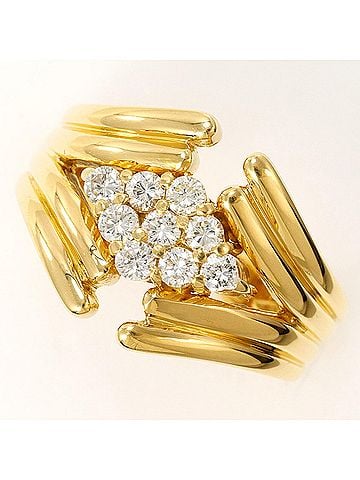 Unbranded 18K (18-karat) Yellow Gold Ring with 0.36 ct Diamond, Certificate of Authenticity, Total Weight 7.5g, Jewelry (view 1)