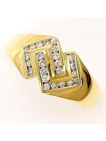 Unbranded 18K (18-karat) Yellow Gold Ring with 0.21ct Diamond, Certificate of Authenticity, Total Weight 3.4g, Jewelry (view 1)